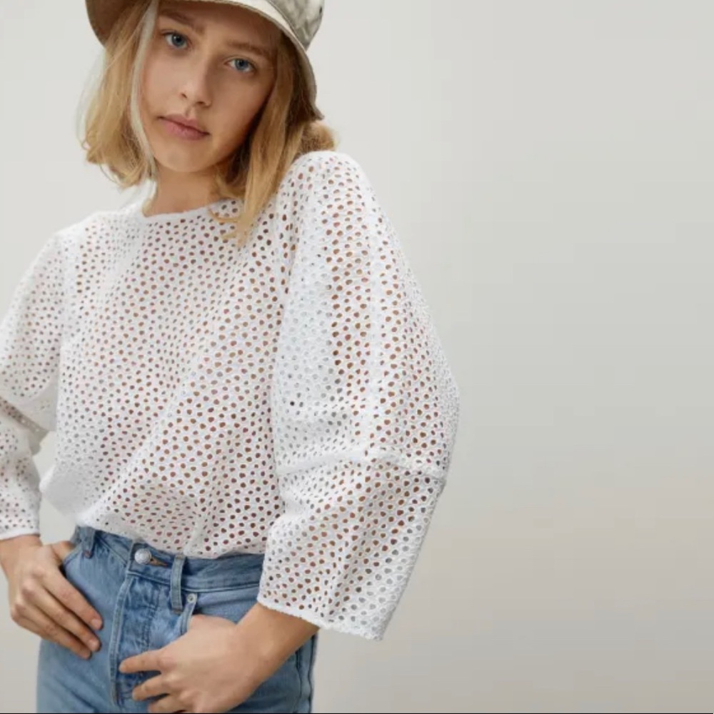 Everlane Eyelet Lantern Top